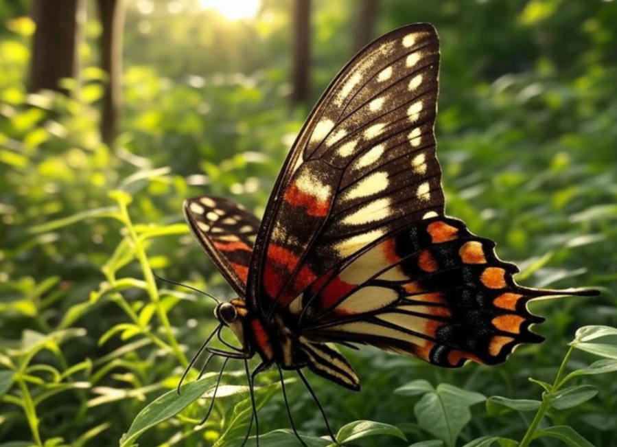 Papilionidae Swallowtail butterfly with colorful wings