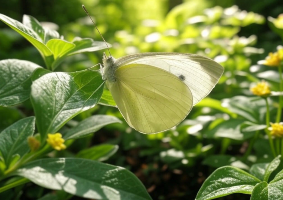 Pieridae White butterfly on a flower